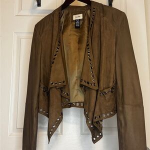 Neiman Marcus Vintage Women's Brown Leather Eyelet Cascade Jacket